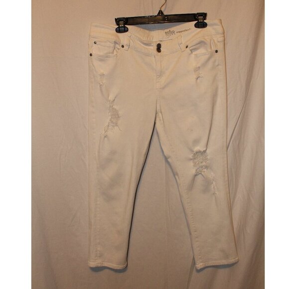 New York & Co Soho - Cropped Distressed Boyfriend Jeans - White - Size 14 - Picture 1 of 4